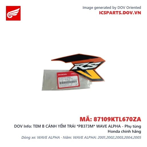 TEM B CÁNH YẾM TRÁI *PB373M* WAVE ALPHA - Phụ tùng Honda chính hãng