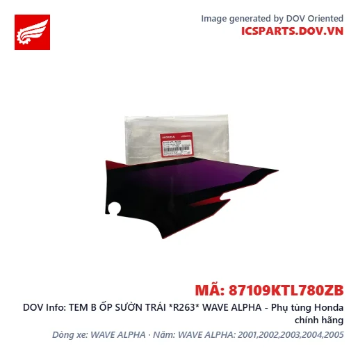 TEM B ỐP SƯỜN TRÁI *R263* WAVE ALPHA - Phụ tùng Honda chính hãng