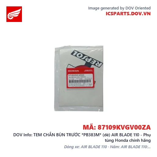 TEM CHẮN BÙN TRƯỚC *PB383M* (dè) AIR BLADE 110 - Phụ tùng Honda chính hãng