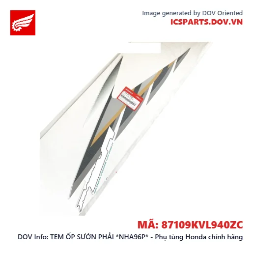TEM ỐP SƯỜN PHẢI *NHA96P* - Phụ tùng Honda chính hãng