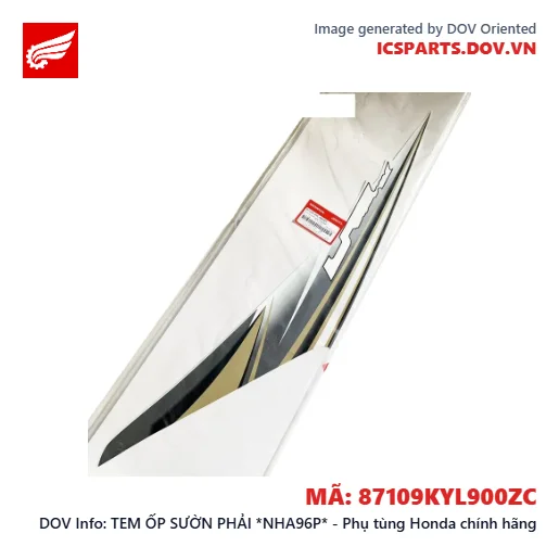 TEM ỐP SƯỜN PHẢI *NHA96P* - Phụ tùng Honda chính hãng