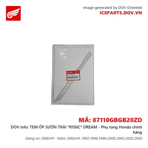 TEM ỐP SƯỜN TRÁI *R150C* DREAM - Phụ tùng Honda chính hãng
