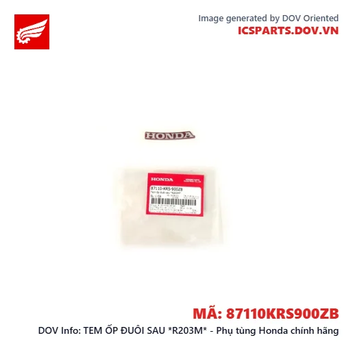 TEM ỐP ĐUÔI SAU *R203M* - Phụ tùng Honda chính hãng