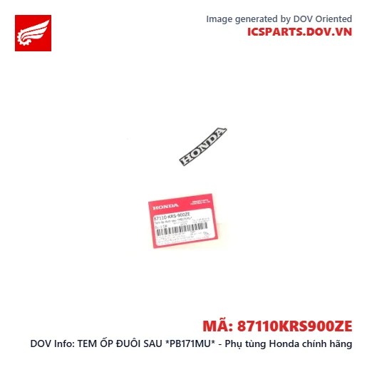TEM ỐP ĐUÔI SAU *PB171MU* - Phụ tùng Honda chính hãng