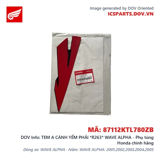 TEM A CÁNH YẾM PHẢI *R263* WAVE ALPHA - Phụ tùng Honda chính hãng