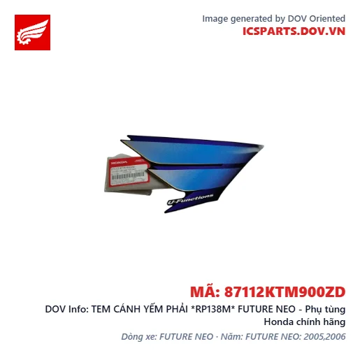 TEM CÁNH YẾM PHẢI *RP138M* FUTURE NEO - Phụ tùng Honda chính hãng