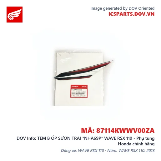 TEM B ỐP SƯỜN TRÁI *NHA69P* WAVE RSX 110 - Phụ tùng Honda chính hãng