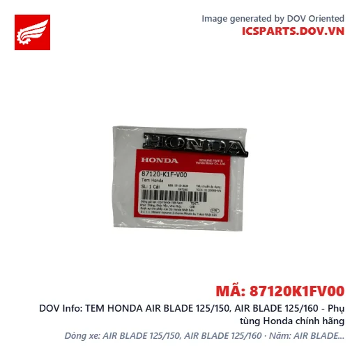 TEM HONDA AIR BLADE 125/150, AIR BLADE 125/160 - Phụ tùng Honda chính hãng