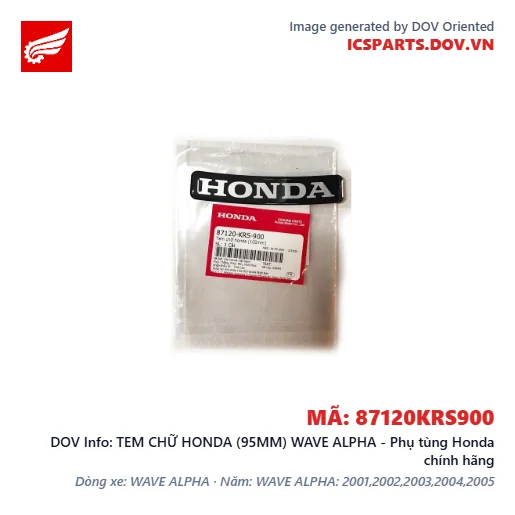 TEM CHỮ HONDA (95MM) WAVE ALPHA - Phụ tùng Honda chính hãng