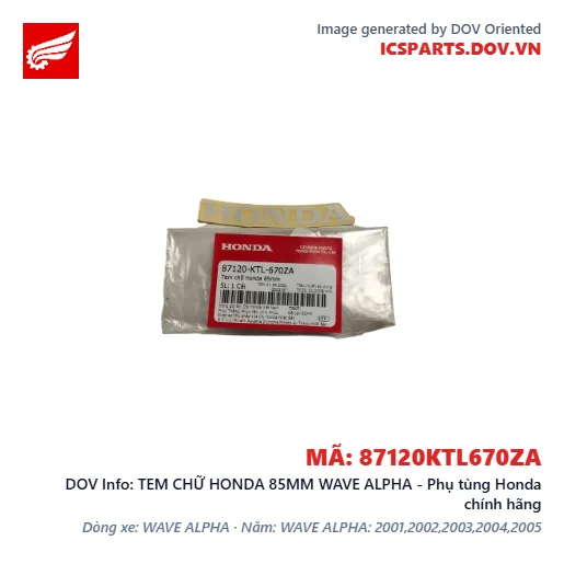 TEM CHỮ HONDA 85MM WAVE ALPHA - Phụ tùng Honda chính hãng