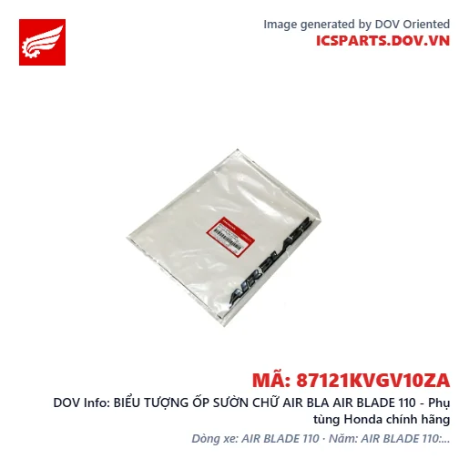 BIỂU TƯỢNG ỐP SƯỜN CHỮ AIR BLA AIR BLADE 110 - Phụ tùng Honda chính hãng