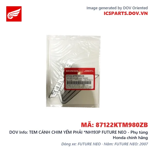 TEM CÁNH CHIM YẾM PHẢI *NH193P FUTURE NEO - Phụ tùng Honda chính hãng