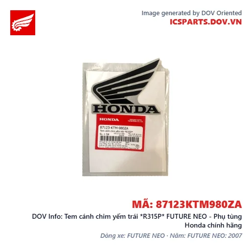 Tem cánh chim yếm trái *R315P* FUTURE NEO - Phụ tùng Honda chính hãng