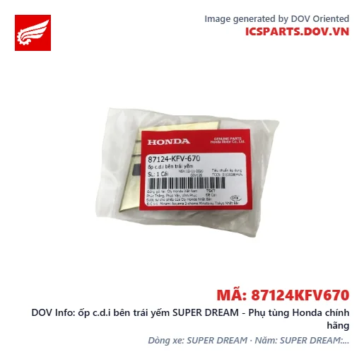 ốp c.d.i bên trái yếm SUPER DREAM - Phụ tùng Honda chính hãng