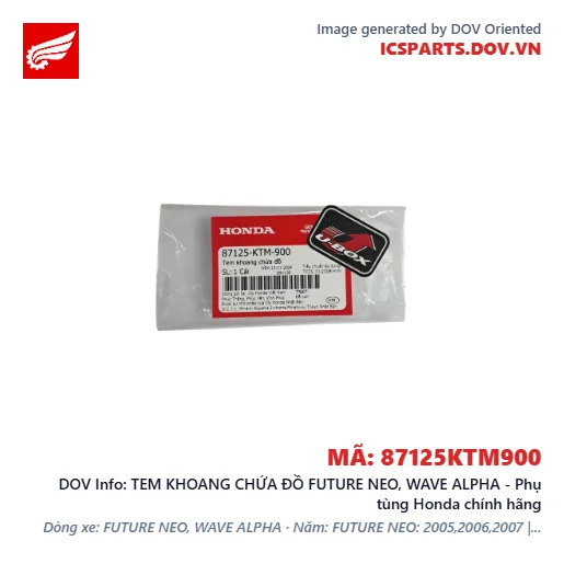 TEM KHOANG CHỨA ĐỒ FUTURE NEO, WAVE ALPHA - Phụ tùng Honda chính hãng