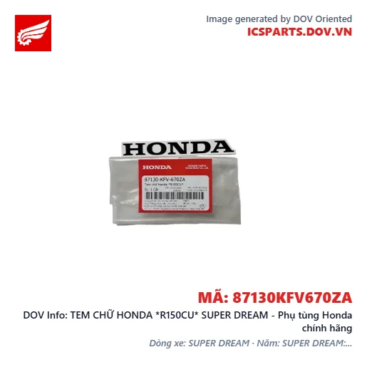 TEM CHỮ HONDA *R150CU* SUPER DREAM - Phụ tùng Honda chính hãng