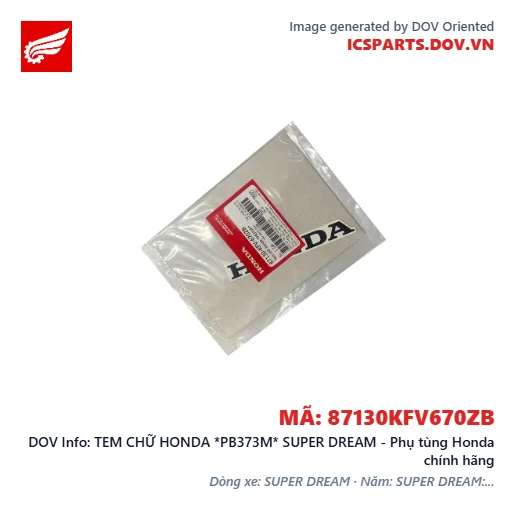 TEM CHỮ HONDA *PB373M* SUPER DREAM - Phụ tùng Honda chính hãng