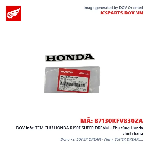 TEM CHỮ HONDA R150F SUPER DREAM - Phụ tùng Honda chính hãng
