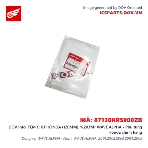 TEM CHỮ HONDA (120MM) *R203M* WAVE ALPHA - Phụ tùng Honda chính hãng