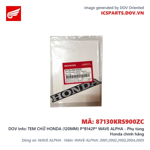 TEM CHỮ HONDA (120MM) P*B142P* WAVE ALPHA - Phụ tùng Honda chính hãng
