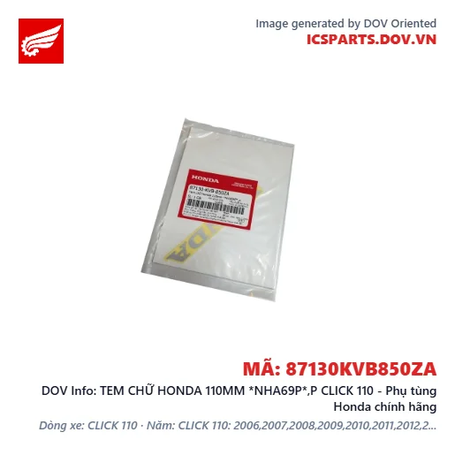 TEM CHỮ HONDA 110MM *NHA69P*,P CLICK 110 - Phụ tùng Honda chính hãng