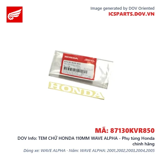 TEM CHỮ HONDA 110MM WAVE ALPHA - Phụ tùng Honda chính hãng