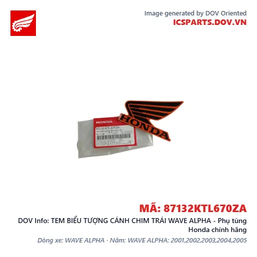 TEM BIỂU TƯỢNG CÁNH CHIM TRÁI WAVE ALPHA - Phụ tùng Honda chính hãng