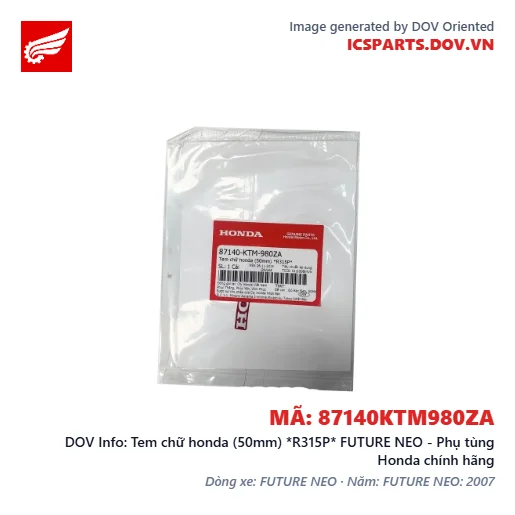 Tem chữ honda (50mm) *R315P* FUTURE NEO - Phụ tùng Honda chính hãng