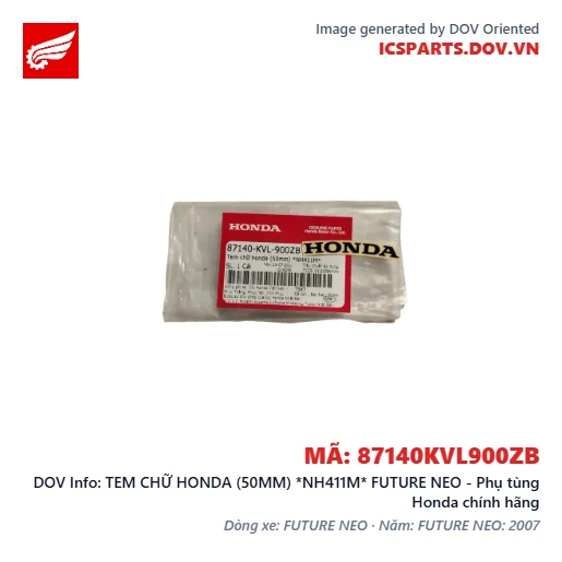 TEM CHỮ HONDA (50MM) *NH411M* FUTURE NEO - Phụ tùng Honda chính hãng