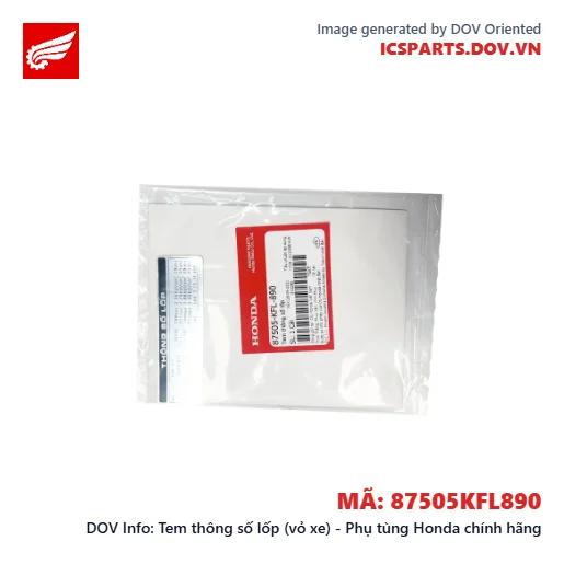 Tem thông số lốp (vỏ xe) - Phụ tùng Honda chính hãng