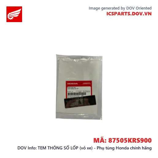 TEM THÔNG SỐ LỐP (vỏ xe) - Phụ tùng Honda chính hãng
