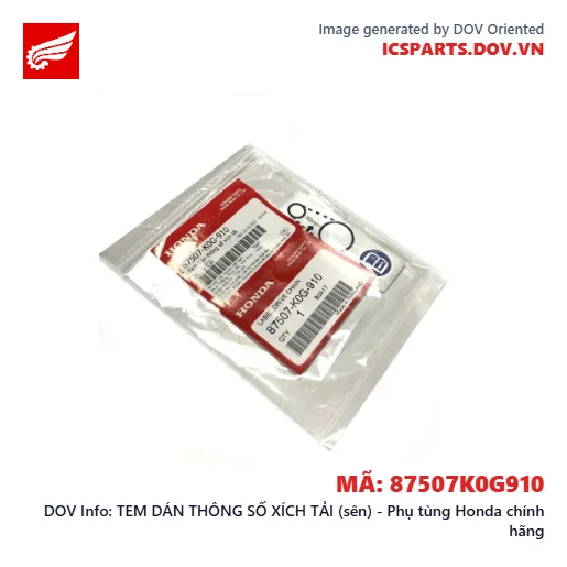 TEM DÁN THÔNG SỐ XÍCH TẢI (sên) - Phụ tùng Honda chính hãng