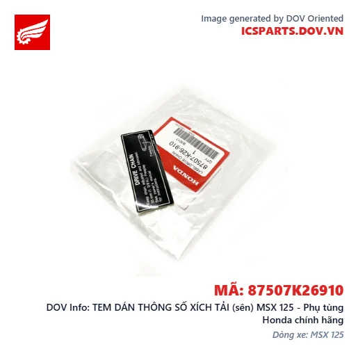TEM DÁN THÔNG SỐ XÍCH TẢI (sên) MSX 125 - Phụ tùng Honda chính hãng