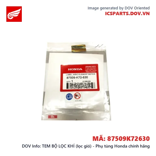 TEM BỘ LỌC KHÍ (lọc gió) - Phụ tùng Honda chính hãng