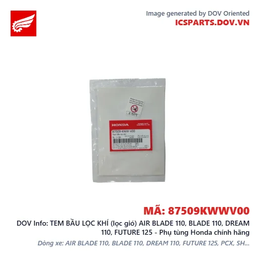 TEM BẦU LỌC KHÍ (lọc gió) AIR BLADE 110, BLADE 110, DREAM 110, FUTURE 125 - Phụ tùng Honda chính hãng