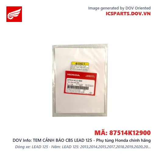 TEM CẢNH BÁO CBS LEAD 125 - Phụ tùng Honda chính hãng