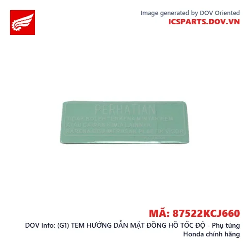 (G1) TEM HƯỚNG DẪN MẶT ĐỒNG HỒ TỐC ĐỘ - Phụ tùng Honda chính hãng