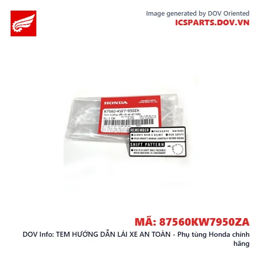 TEM HƯỚNG DẪN LÁI XE AN TOÀN - Phụ tùng Honda chính hãng
