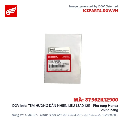 TEM HƯỚNG DẪN NHIÊN LIỆU LEAD 125 - Phụ tùng Honda chính hãng