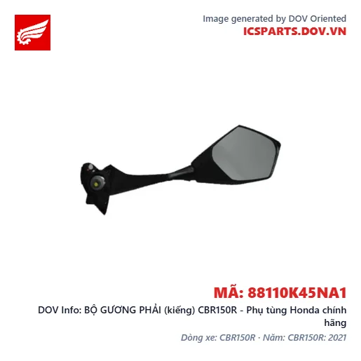 BỘ GƯƠNG PHẢI (kiếng) CBR150R - Phụ tùng Honda chính hãng