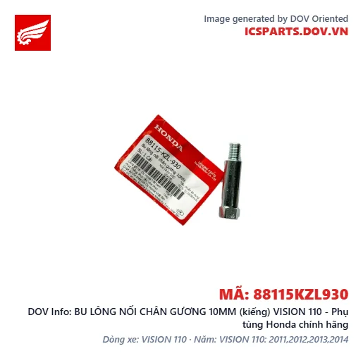 BU LÔNG NỐI CHÂN GƯƠNG 10MM (kiếng) VISION 110 - Phụ tùng Honda chính hãng