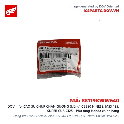 CAO SU CHỤP CHÂN GƯƠNG (kiếng) CB350 H'NESS, MSX 125, SUPER CUB C125 - Phụ tùng Honda chính hãng