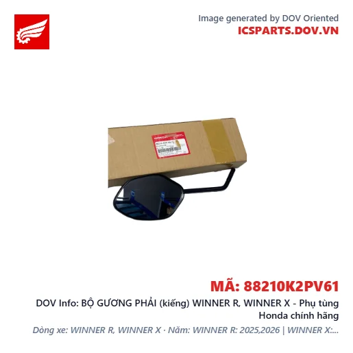 BỘ GƯƠNG PHẢI (kiếng) WINNER R, WINNER X - Phụ tùng Honda chính hãng