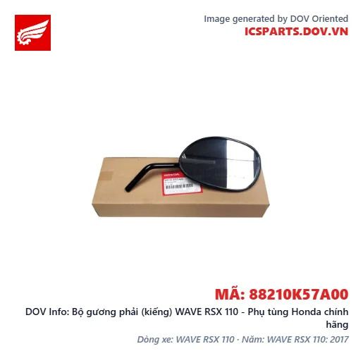 Bộ gương phải (kiếng) WAVE RSX 110 - Phụ tùng Honda chính hãng