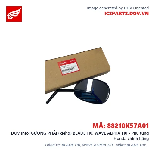 GƯƠNG PHẢI (kiếng) BLADE 110, WAVE ALPHA 110 - Phụ tùng Honda chính hãng