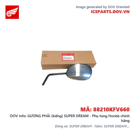 GƯƠNG PHẢI (kiếng) SUPER DREAM - Phụ tùng Honda chính hãng