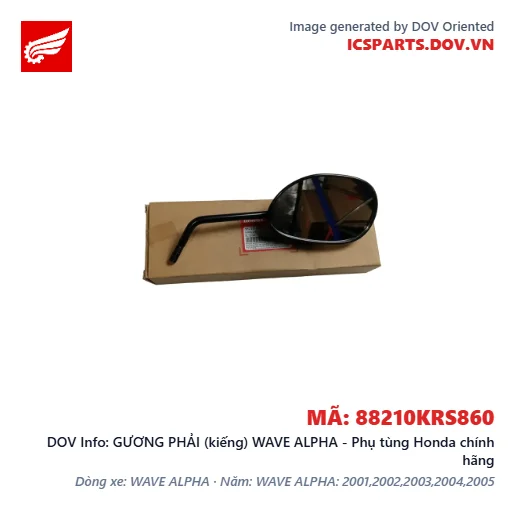 GƯƠNG PHẢI (kiếng) WAVE ALPHA - Phụ tùng Honda chính hãng