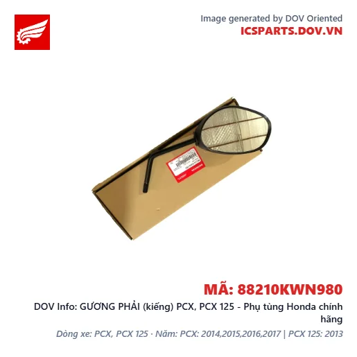 GƯƠNG PHẢI (kiếng) PCX, PCX 125 - Phụ tùng Honda chính hãng