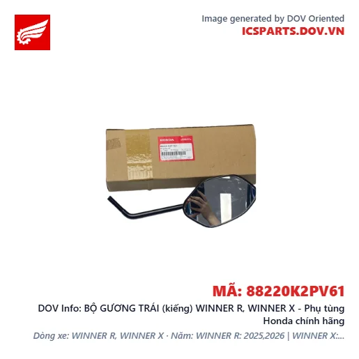 BỘ GƯƠNG TRÁI (kiếng) WINNER R, WINNER X - Phụ tùng Honda chính hãng