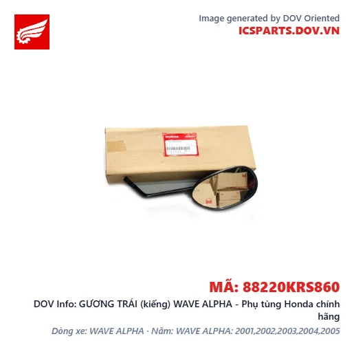 GƯƠNG TRÁI (kiếng) WAVE ALPHA - Phụ tùng Honda chính hãng